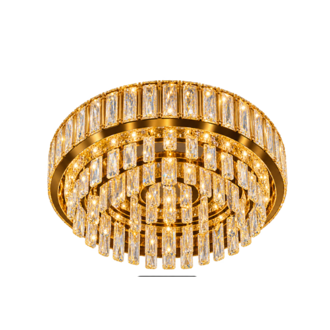 1(7) CrystalCascade Luxe Round Gold LED Chandelier - Image 1