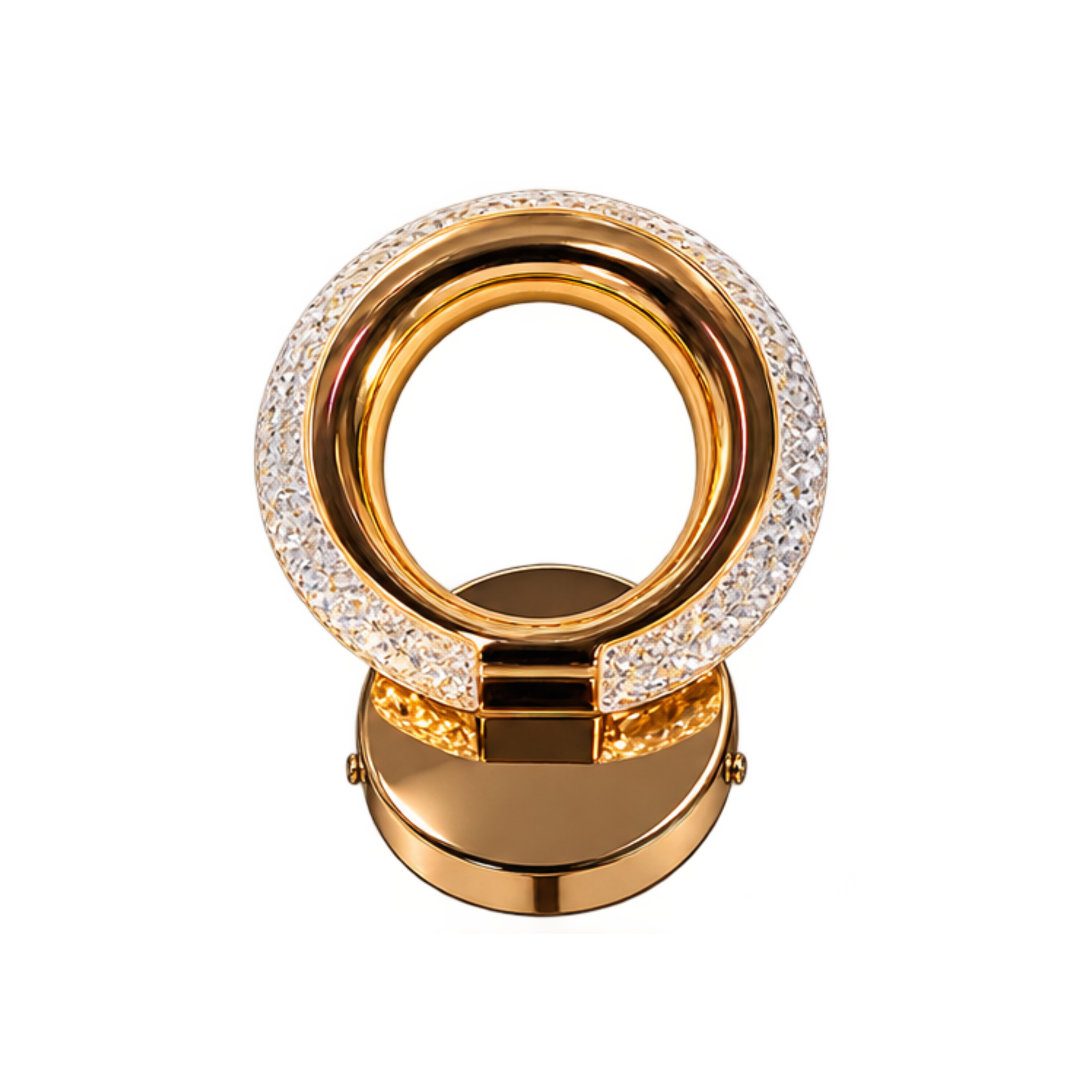 3 Premium Golden Round Crystal Decorative Wall Light - Image 1